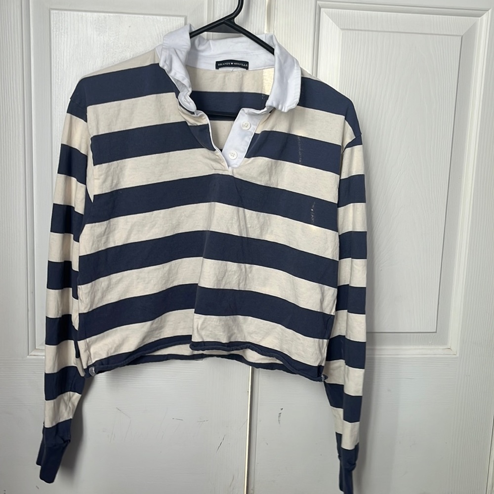 Brandy Melville collared and striped shirt long sleeve